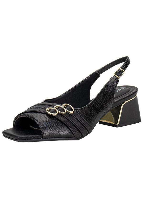 Vista 2 Peep Toe Feminina Salto Grosso Piccadilly 543093 - Preto Piccadilly