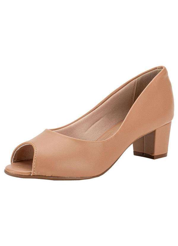 Vista 2 Peep Toe Feminino Salto Baixo Beira Rio - 4777300 - Salmão