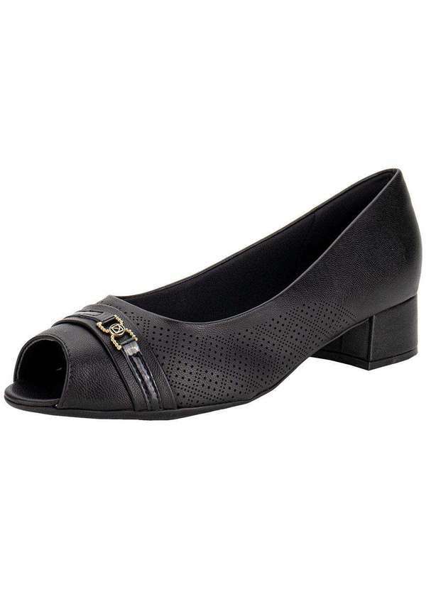 Vista 2 Peep Toe Feminino Salto Grosso Piccadilly 114156 Preto Piccadilly