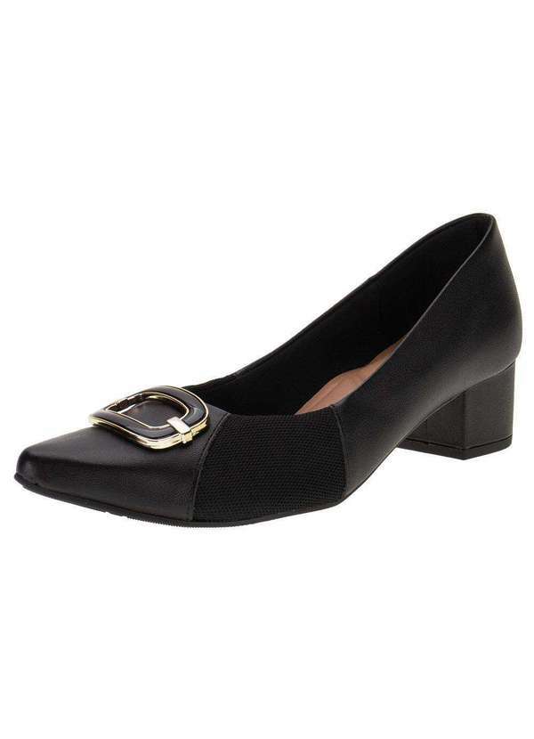 Vista 2 Sapato Feminino Salto Grosso Usaflex Mm0503 - Preto Usaflex