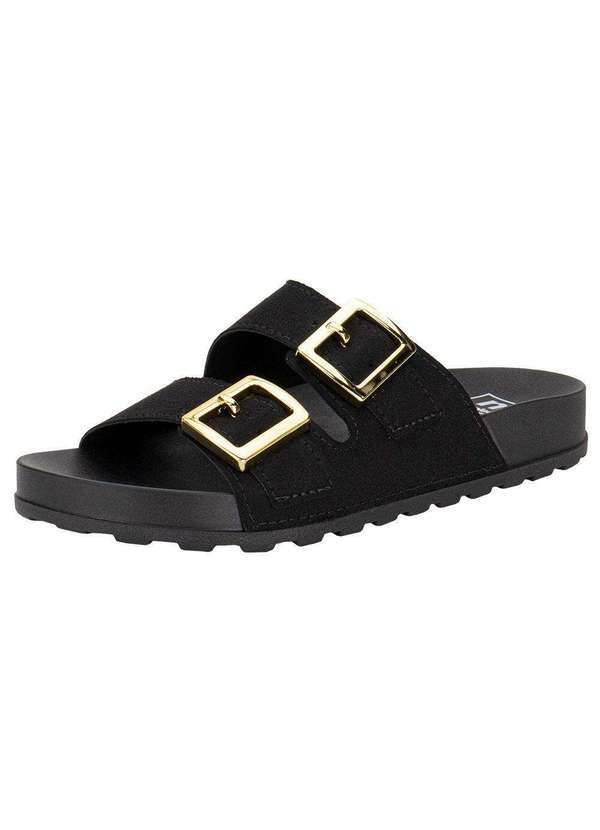 Vista 2 Sandália Feminina Conforto Moleca 5436401 - Preto/Camurça MOLECA