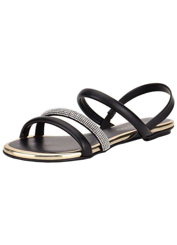 Vista 2 Sandália Feminina Flat Beira Rio 8367641 Preto/Ouro BEIRA RIO