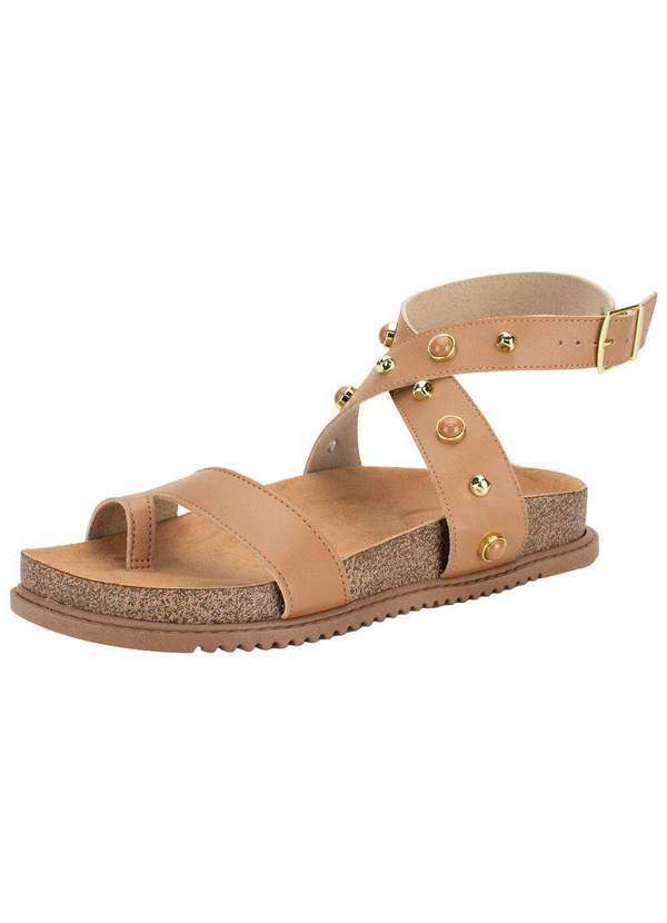 Vista 2 Sandália Feminina Flat Beira Rio 8524114 Camel BEIRA RIO