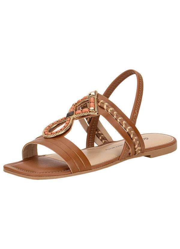 Vista 2 Sandália Feminina Flat Dakota Y7952 - Caramelo Dakota