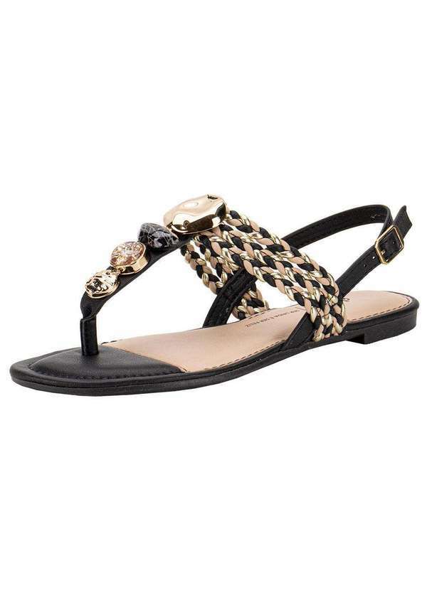Vista 2 Sandália Feminina Flat Dakota Y7991 - Preto Dakota