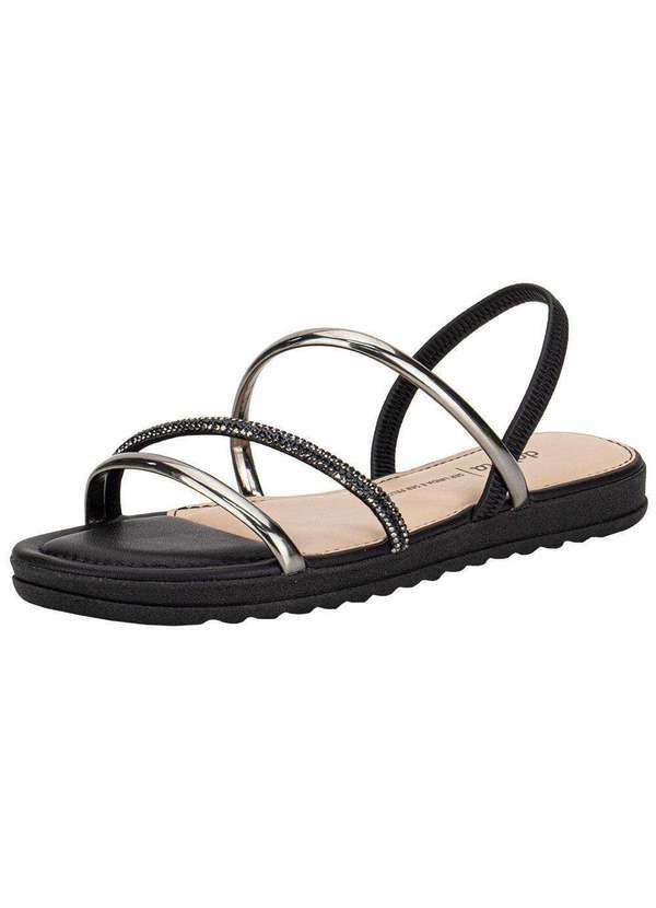 Vista 2 Sandália Feminina Flat Dakota Y8752 - Preto/Prata Dakota