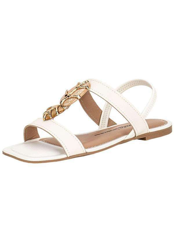 Vista 2 Sandália Feminina Flat Dakota Y9611 Marfim Dakota