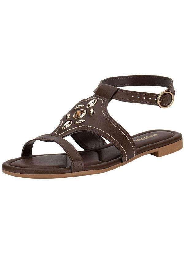 Vista 2 Sandália Feminina Flat Mississipi J0371 Chocolate MISSISSIPI