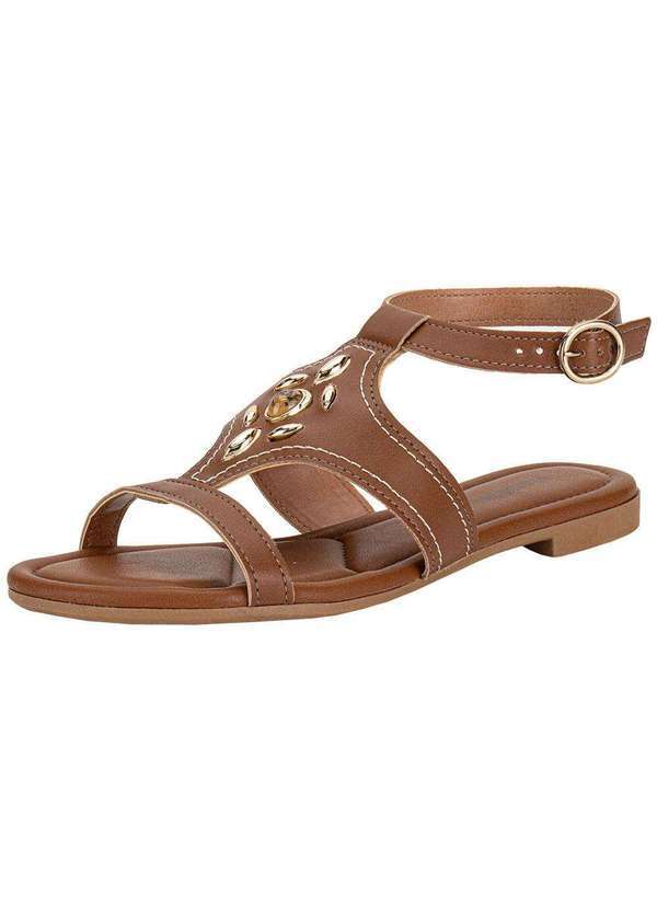 Vista 2 Sandália Feminina Flat Mississipi J0371 Camel MISSISSIPI