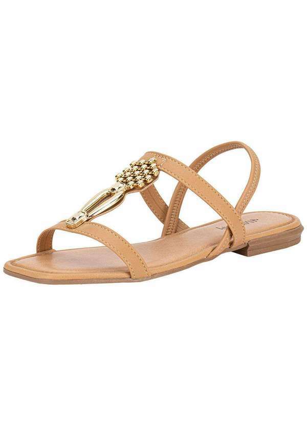Vista 2 Sandália Feminina Flat Mississipi Mf311 Camel MISSISSIPI