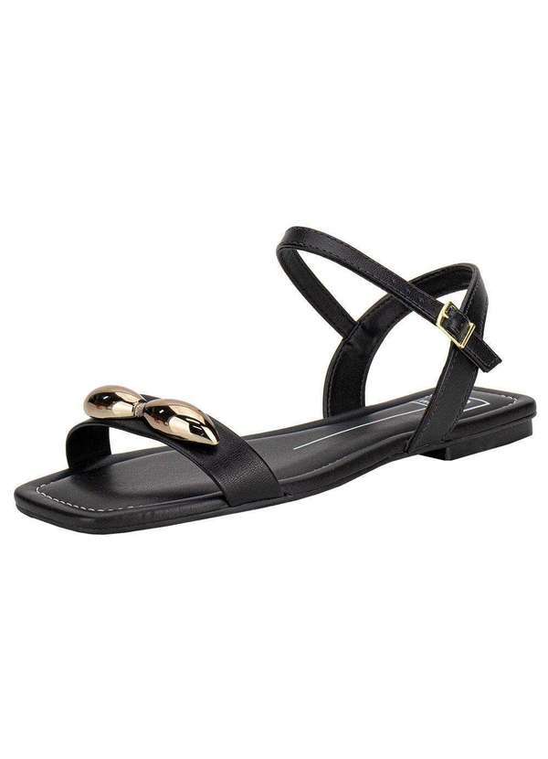 Vista 2 Sandália Feminina Flat Moleca 5462143 - Preto MOLECA