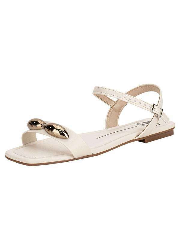 Vista 2 Sandália Feminina Flat Moleca 5462143 - Branco/Off MOLECA