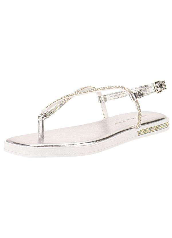 Vista 2 Sandália Feminina Flat Ramarim 249106 - Prata RAMARIM