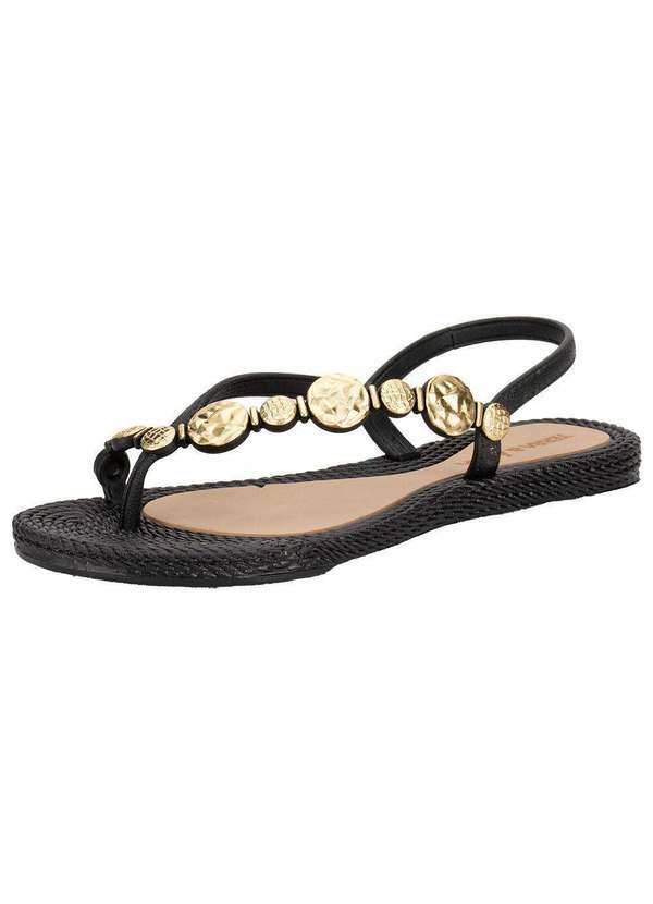 Vista 2 Sandália Feminina Flat Terra & Água 260113 Preto Terra & Agua