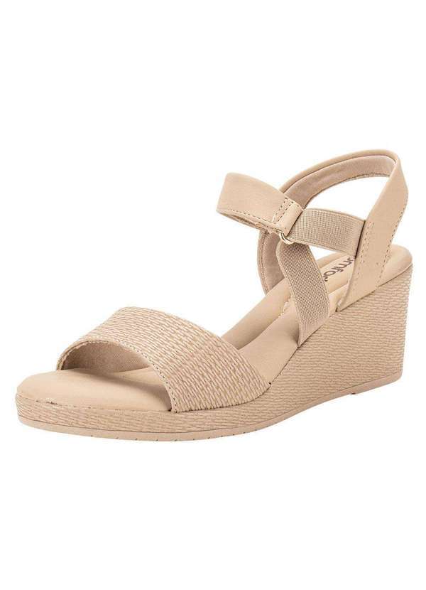 Vista 2 Sandália Feminina Anabela Comfortflex 2473402 - Bege Comfortflex