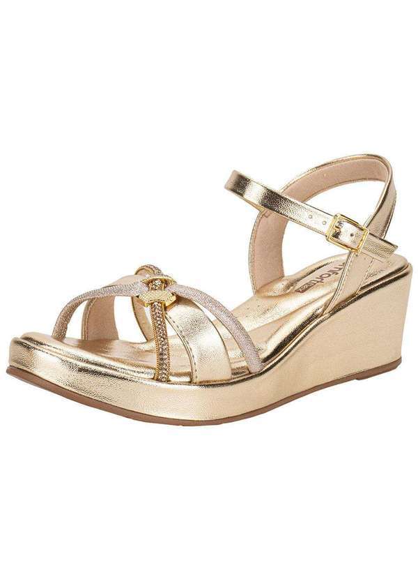 Vista 2 Sandália Feminina Anabela Comfortflex 2553406 Ouro Comfortflex