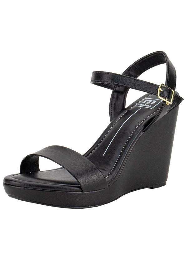 Vista 2 Sandália Feminina Anabela Moleca 54111502 Preto MOLECA