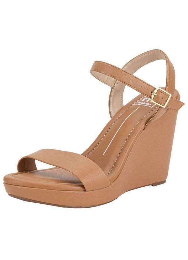 Vista 2 Sandália Feminina Anabela Moleca 54111502 Camel MOLECA