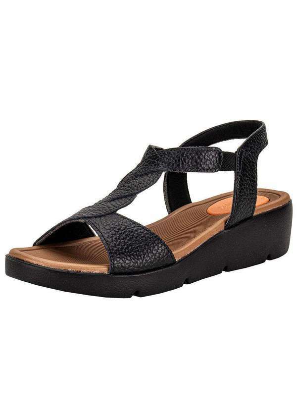 Vista 2 Sandália Feminina Anabela Usaflex Al43013 Preto Usaflex