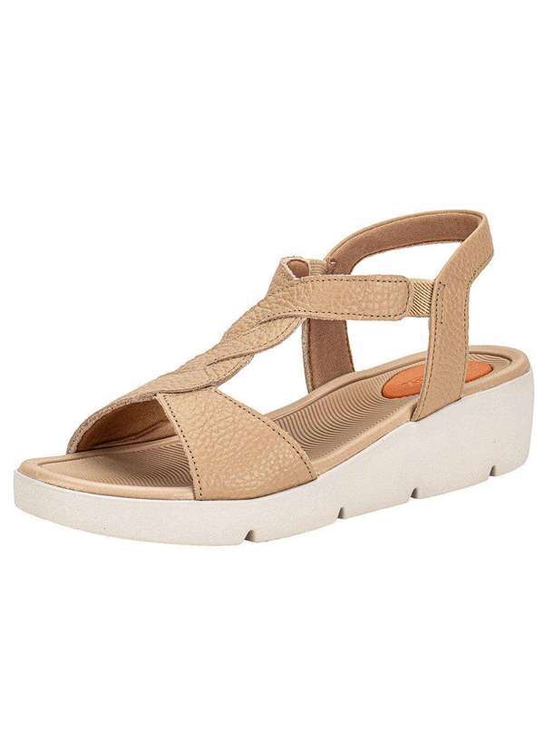 Vista 2 Sandália Feminina Anabela Usaflex Al43013 Bege Usaflex