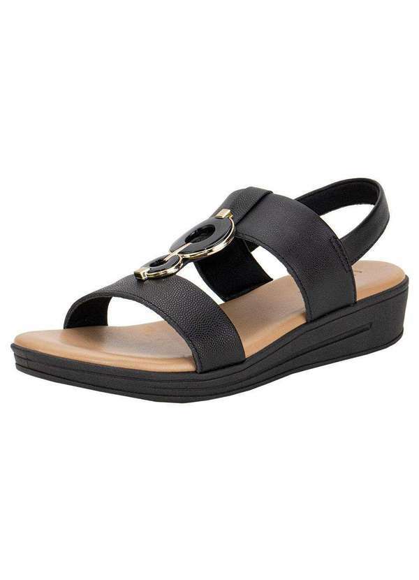 Vista 2 Sandália Feminina Anabela Usaflex Mm0705 - Preto Usaflex