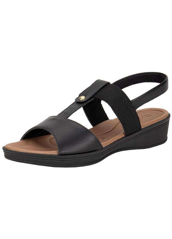 Vista 2 Sandália Feminina Anabela Usaflex Ud04008 Preto Usaflex