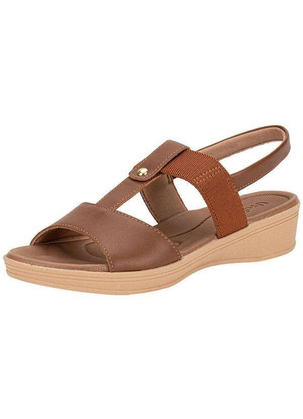 Vista 2 Sandália Feminina Anabela Usaflex Ud04008 Canela Usaflex