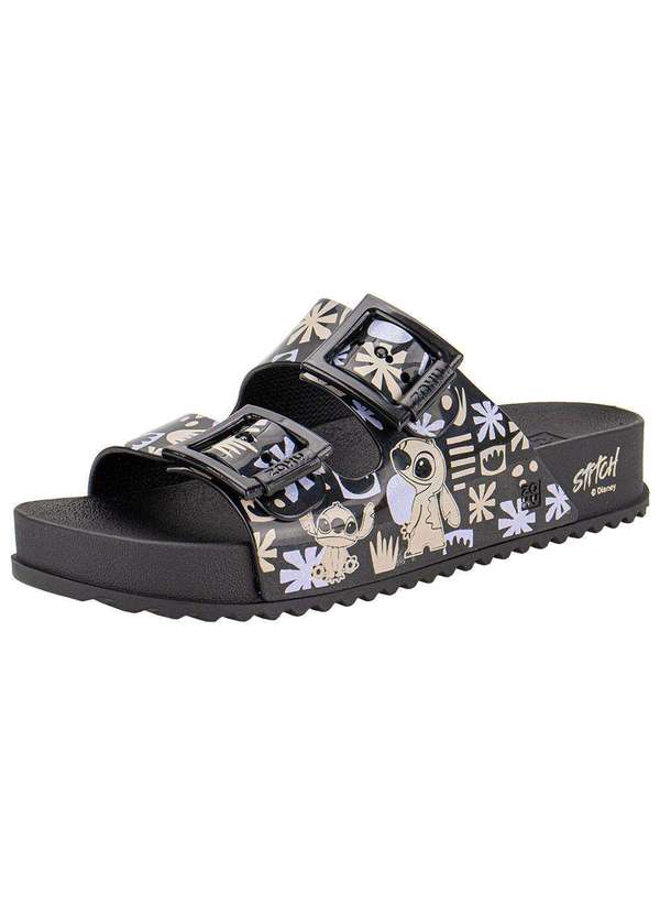Sandália Feminina Conforto Disney Partner Zaxy 19149 - Preto/Lilas