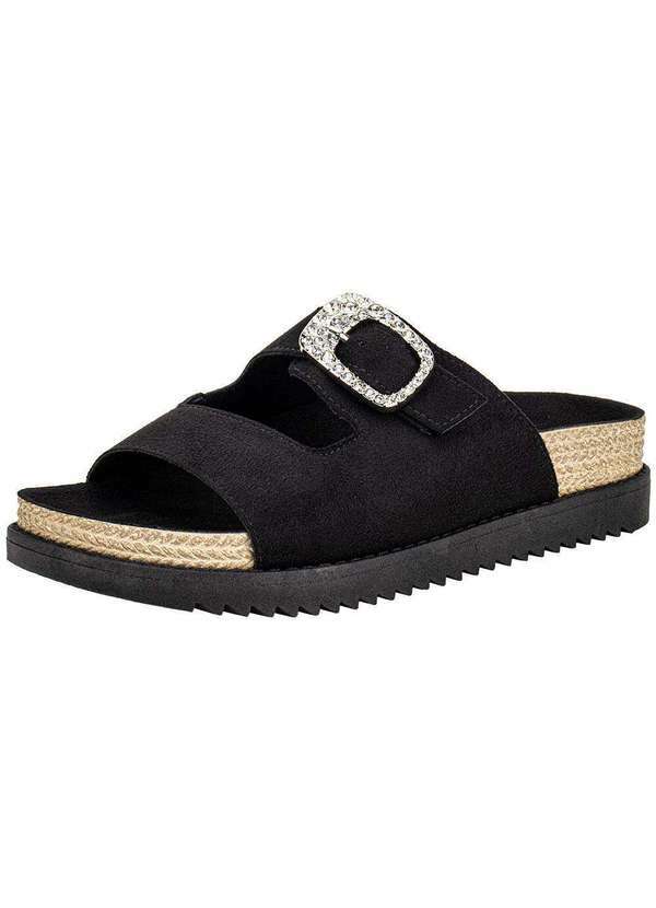 Vista 2 Sandália Feminina Conforto Moleca 5500217 Preto/Camurça MOLECA