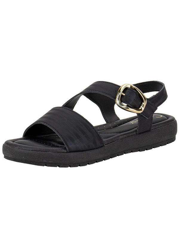 Vista 2 Sandália Feminina Flat Campesi Cp582 Preto