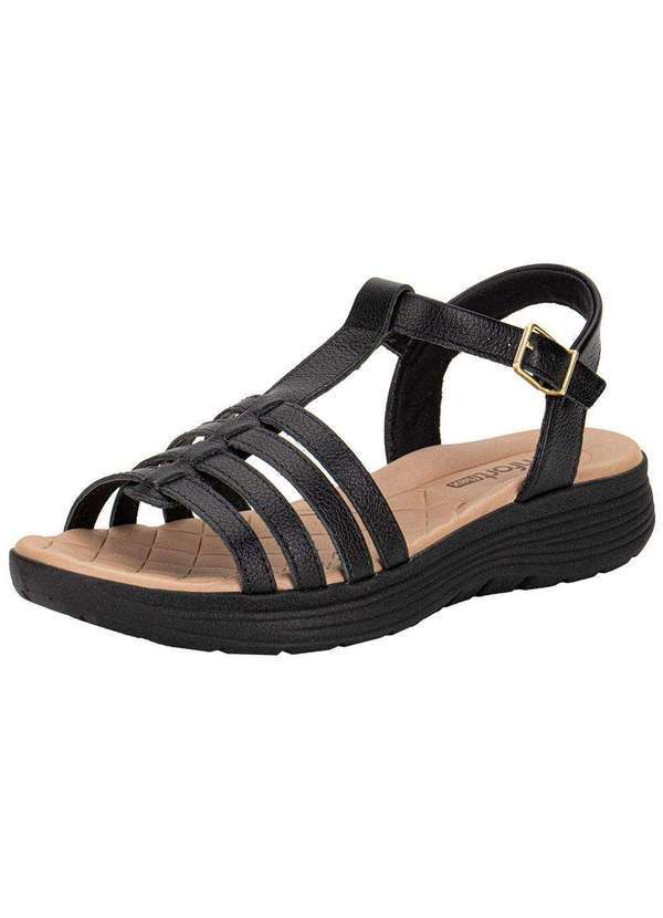 Vista 2 Sandália Feminina Flat Comfortflex 2543402 - Preto Comfortflex