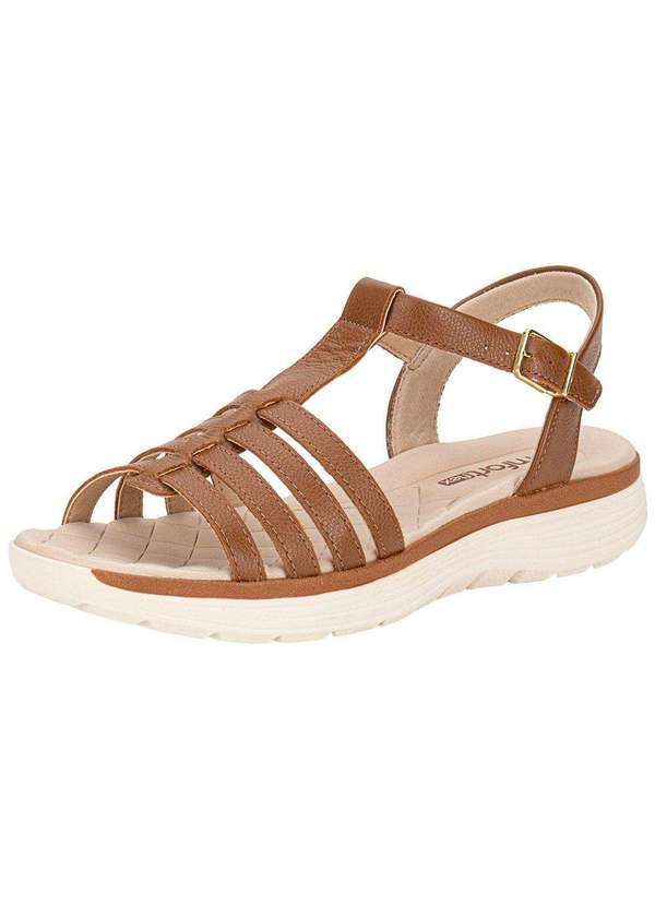Vista 2 Sandália Feminina Flat Comfortflex 2543402 - Caramelo Comfortflex