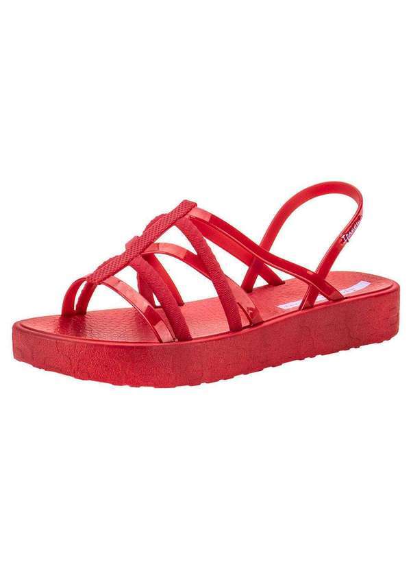 Vista 2 Sandália Feminina Flat Diversa Ipanema 27238 - Vermelho Ipanema