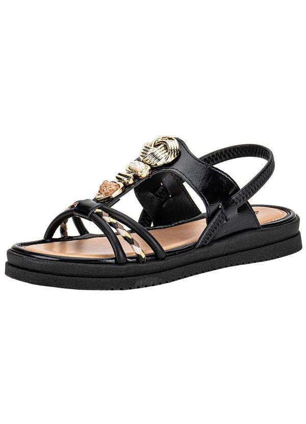 Vista 2 Sandália Feminina Flat Mississipi J0221 Preto