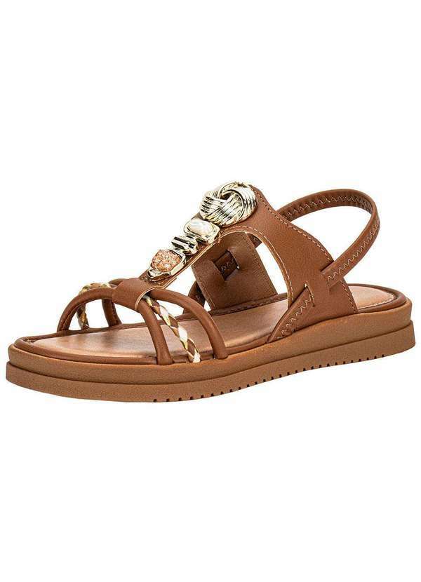 Vista 2 Sandália Feminina Flat Mississipi J0221 Caramelo