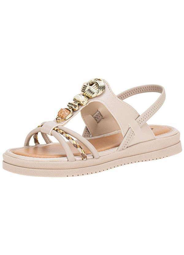 Vista 2 Sandália Feminina Flat Mississipi J0221 Bege