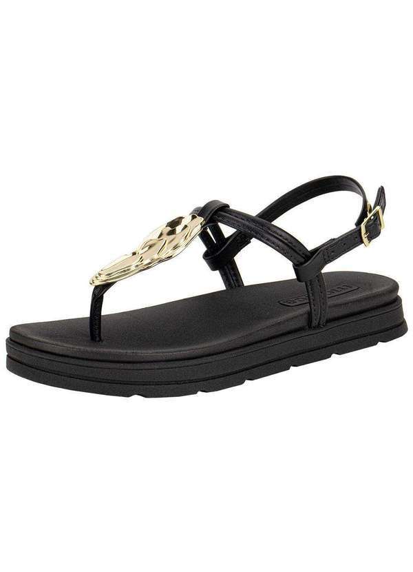 Vista 2 Sandália Feminina Flat Moleca 5490122 Preto MOLECA