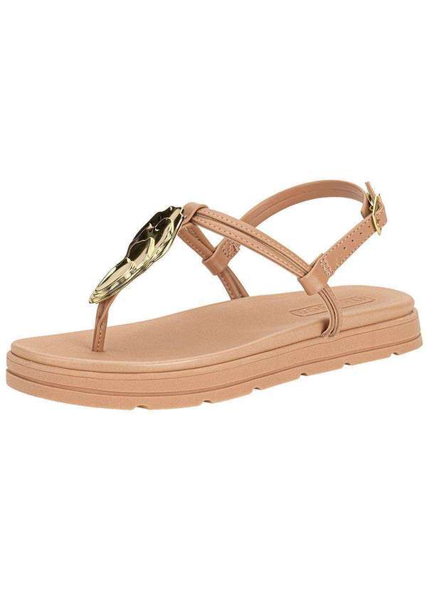 Vista 2 Sandália Feminina Flat Moleca 5490122 Salmão MOLECA