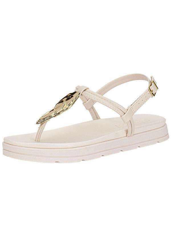 Vista 2 Sandália Feminina Flat Moleca 5490122 Branco/Off MOLECA
