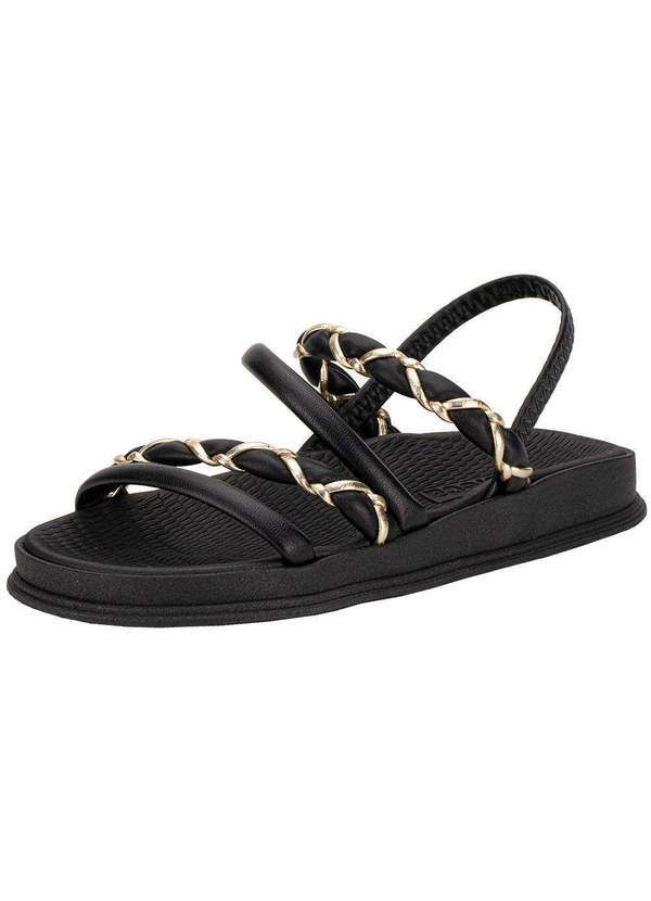 Vista 2 Sandália Feminina Flat Moleca 5556110 Preto MOLECA