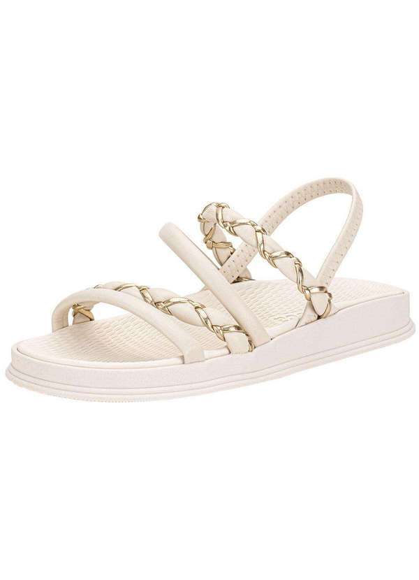 Vista 2 Sandália Feminina Flat Moleca 5556110 Branco/Off MOLECA