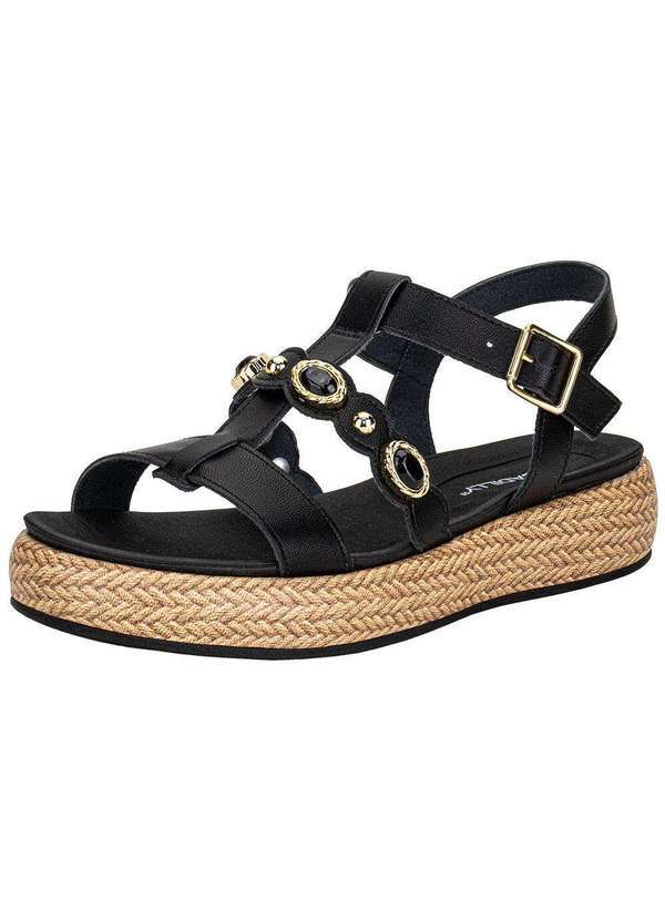 Vista 2 Sandália Feminina Flat Piccadilly 459019 - Preto Piccadilly