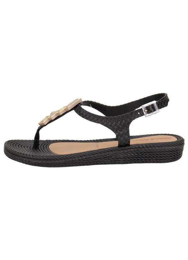Vista 2 Sandália Feminina Flat Terra & Água 211405 Preto Terra & Agua