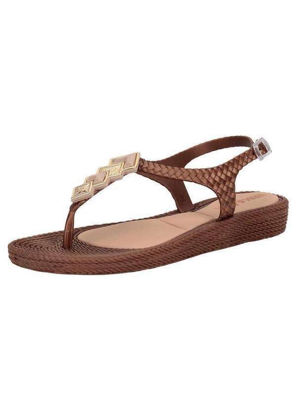 Vista 2 Sandália Feminina Flat Terra & Água 211405 Café Terra & Agua