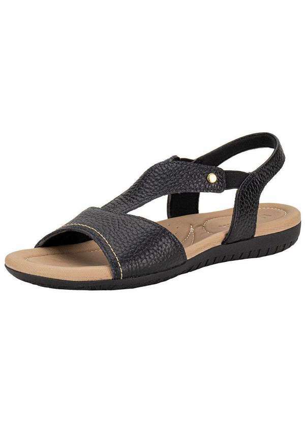 Vista 2 Sandália Feminina Flat Usaflex R18083 Preto Usaflex