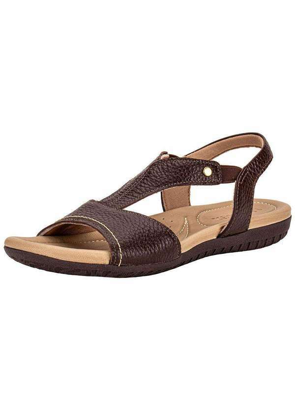 Vista 2 Sandália Feminina Flat Usaflex R18083 Café Usaflex