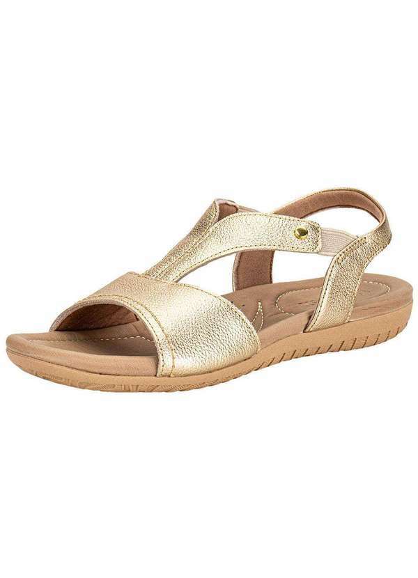 Vista 2 Sandália Feminina Flat Usaflex R18083 Ouro Usaflex
