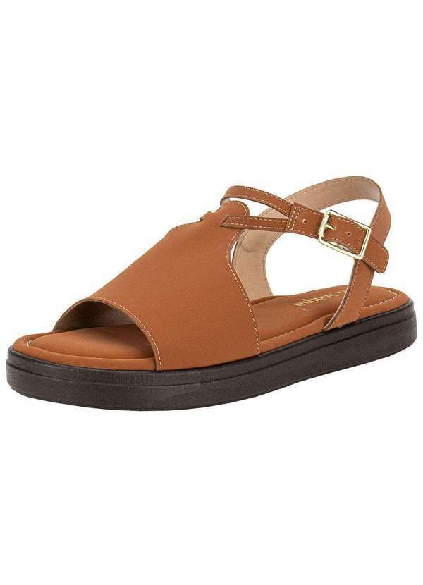 Vista 2 Sandália Feminina Flat Via Scarpa 173718710 - Caramelo Via Scarpa