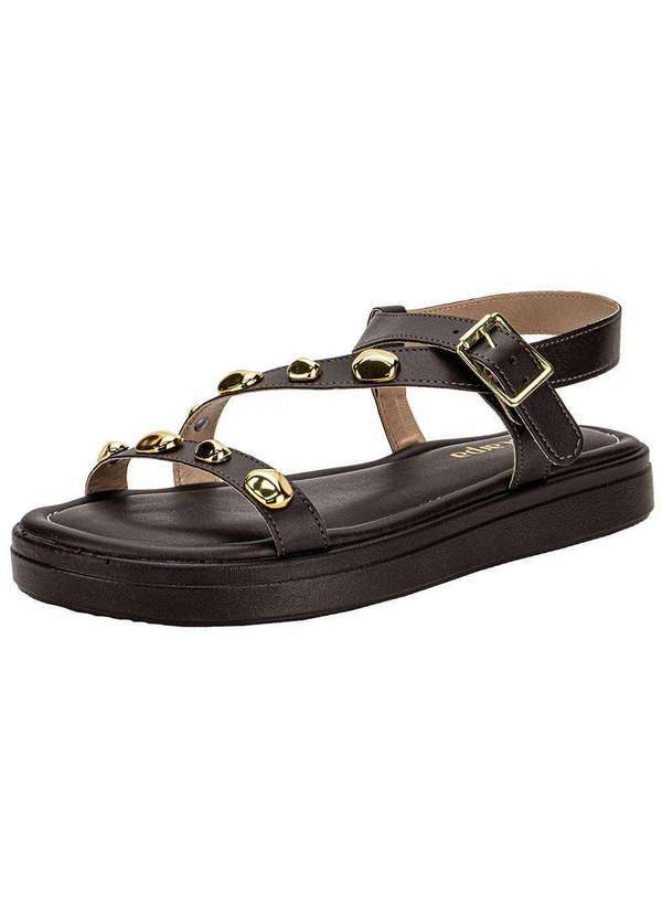 Vista 2 Sandália Feminina Flat Via Scarpa 173718982 Café Via Scarpa