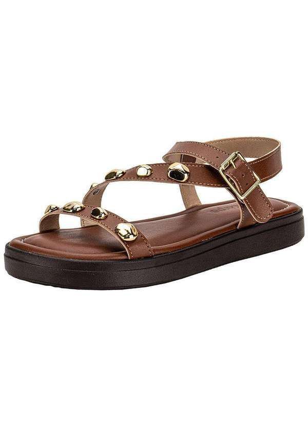 Vista 2 Sandália Feminina Flat Via Scarpa 173718982 Camel Via Scarpa